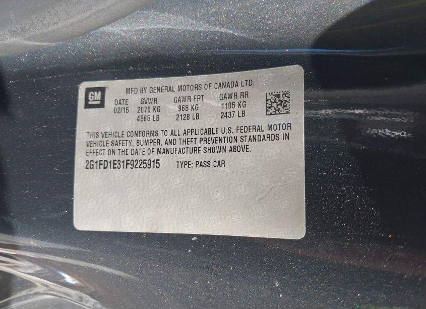 Photo 9 of 2015 Chevrolet Camaro 1LT (VIN 2G1FD1E31F9225915)