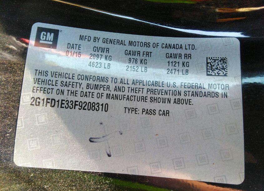 Photo 9 of 2015 Chevrolet Camaro 1LT (VIN 2G1FD1E33F9208310)