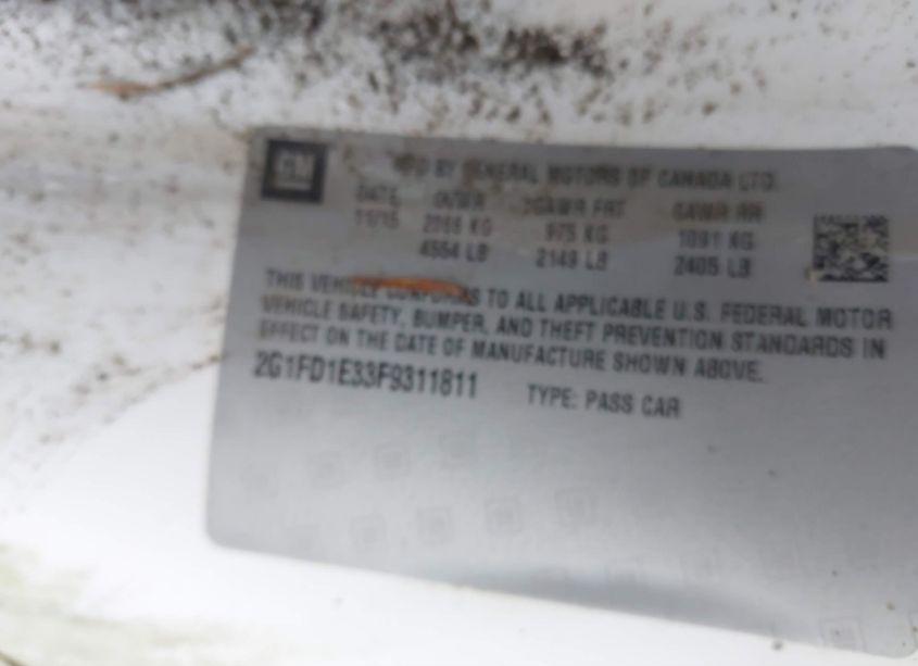 Photo 9 of 2015 Chevrolet Camaro 1LT (VIN 2G1FD1E33F9311811)