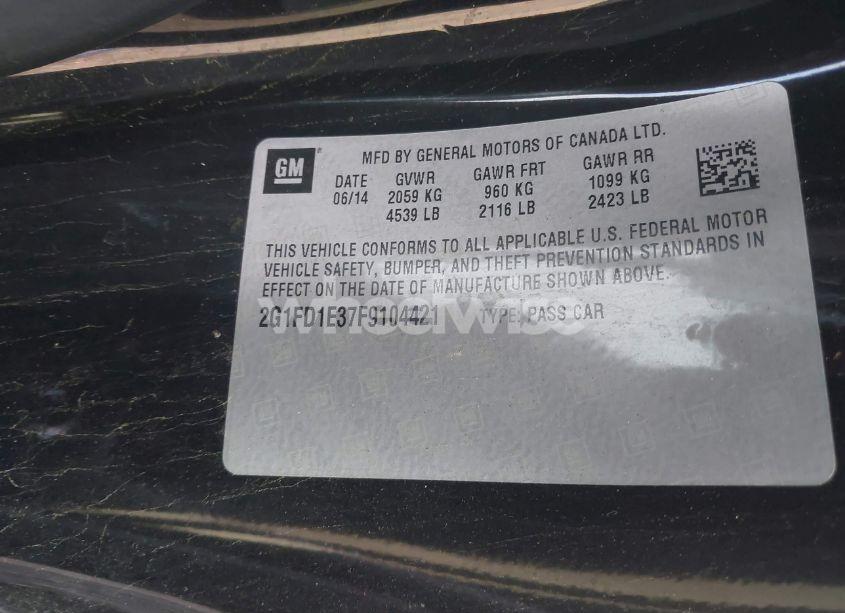 Photo 9 of 2015 Chevrolet Camaro 1LT (VIN 2G1FD1E37F9104421)