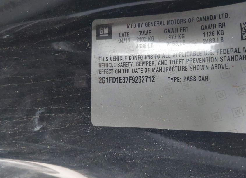 Photo 9 of 2015 Chevrolet Camaro 1LT (VIN 2G1FD1E37F9262712)