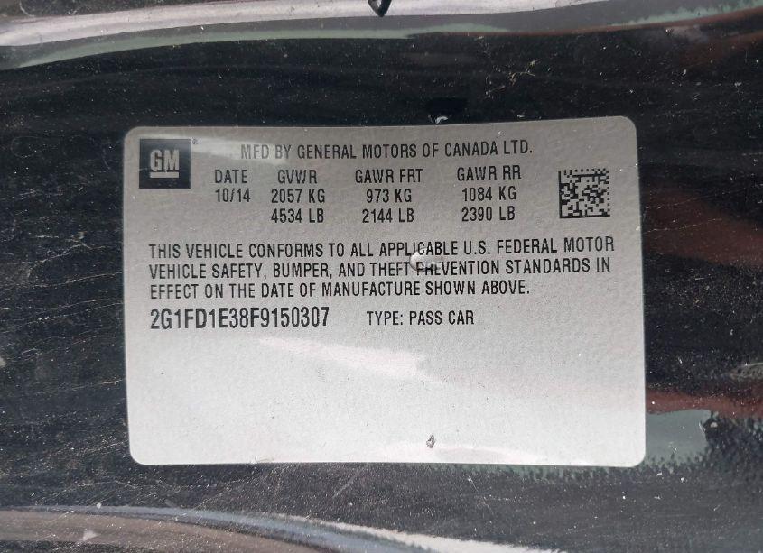 Photo 9 of 2015 Chevrolet Camaro 1LT (VIN 2G1FD1E38F9150307)