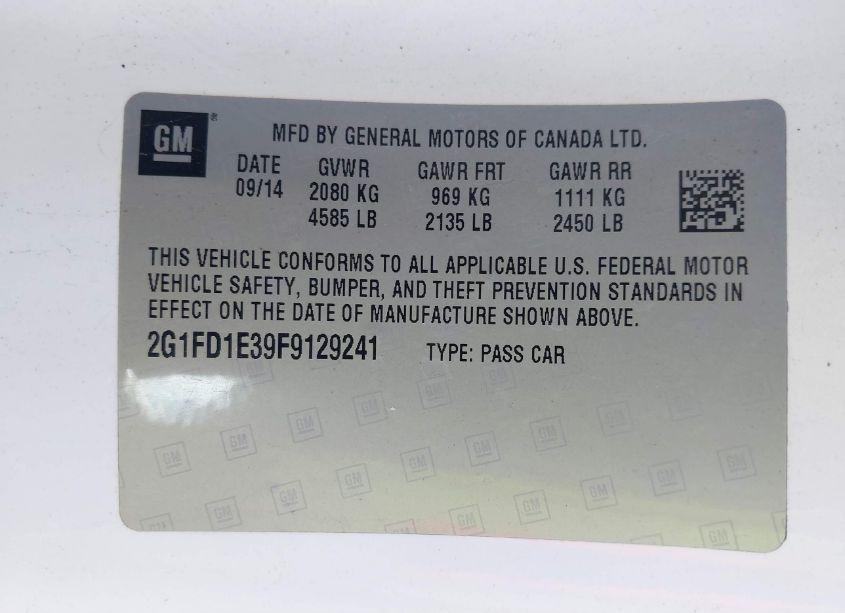 Photo 9 of 2015 Chevrolet Camaro 1LT (VIN 2G1FD1E39F9129241)