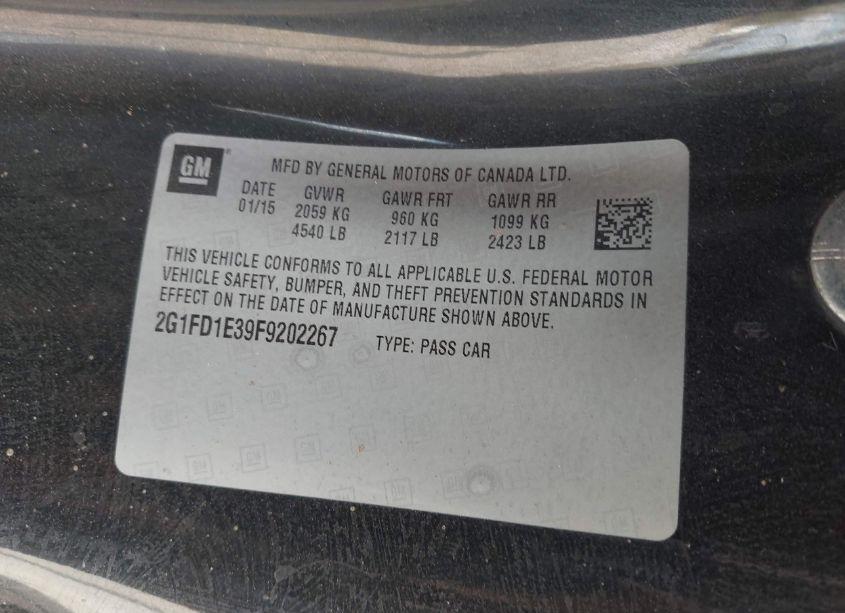 Photo 9 of 2015 Chevrolet Camaro 1LT (VIN 2G1FD1E39F9202267)