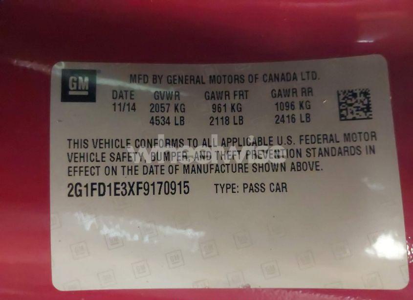 Photo 9 of 2015 Chevrolet Camaro 1LT (VIN 2G1FD1E3XF9170915)