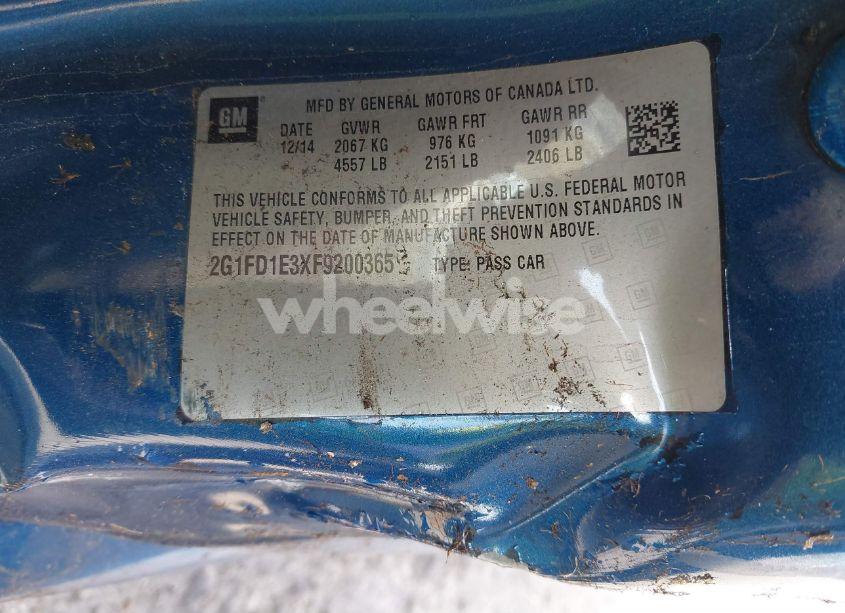 Photo 9 of 2015 Chevrolet Camaro 1LT (VIN 2G1FD1E3XF9200365)