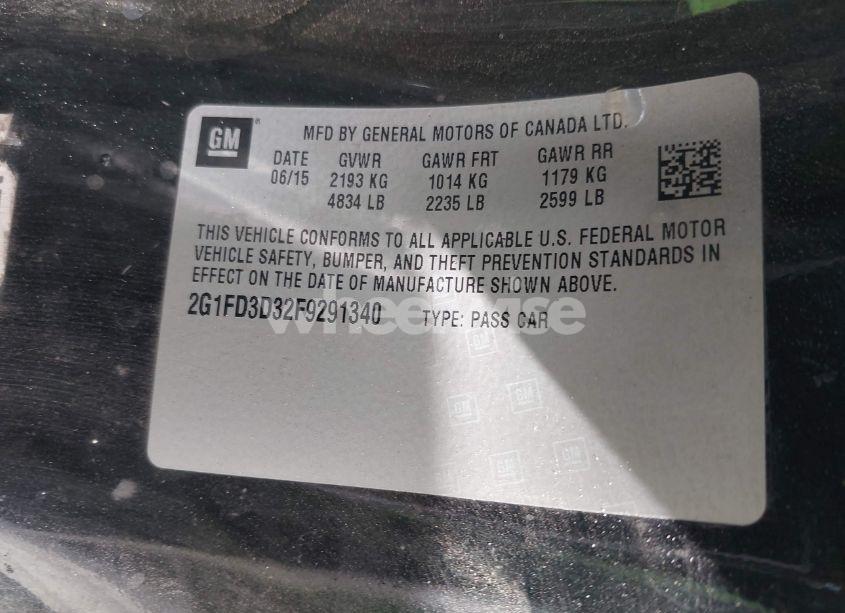 Photo 9 of 2015 Chevrolet Camaro 1LT (VIN 2G1FD3D32F9291340)