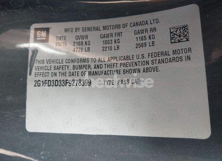 Photo 9 of 2015 Chevrolet Camaro 1LT (VIN 2G1FD3D33F9278399)