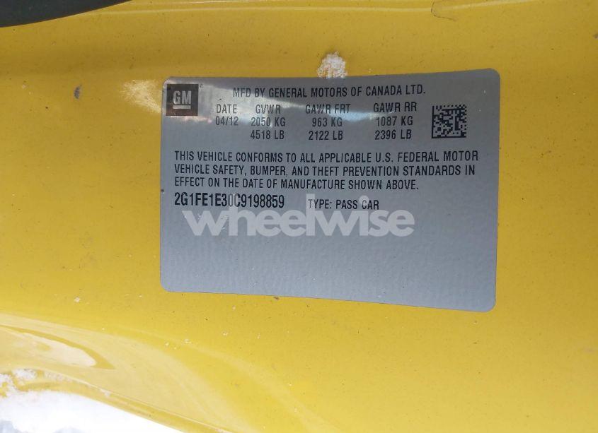 Photo 9 of 2012 Chevrolet Camaro 1LS (VIN 2G1FE1E30C9198859)