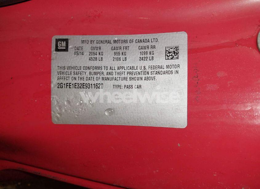 Photo 9 of 2014 Chevrolet Camaro 1LS (VIN 2G1FE1E32E9311620)