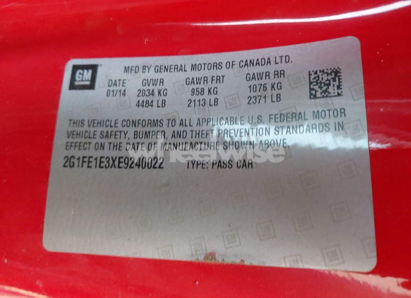 Photo 9 of 2014 Chevrolet Camaro 1LS (VIN 2G1FE1E3XE9240022)