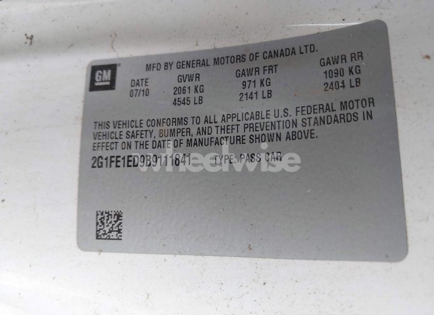 Photo 9 of 2011 Chevrolet Camaro 1LS (VIN 2G1FE1ED9B9111841)