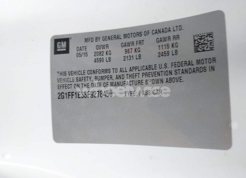 Photo 9 of 2015 Chevrolet Camaro 2LT (VIN 2G1FF1E33F9278450)