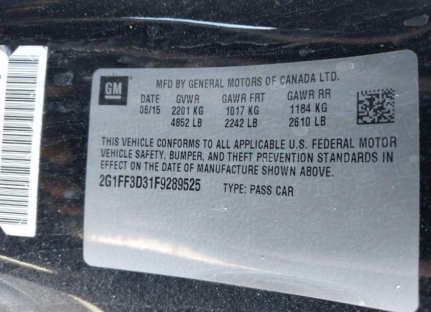 Photo 9 of 2015 Chevrolet Camaro 2LT (VIN 2G1FF3D31F9289525)