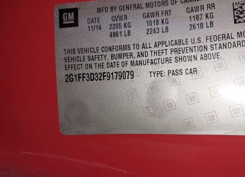 Photo 9 of 2015 Chevrolet Camaro 2LT (VIN 2G1FF3D32F9179079)