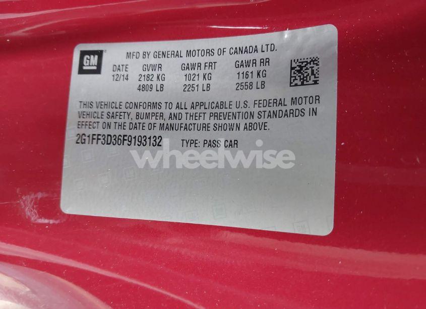 Photo 9 of 2015 Chevrolet Camaro 2LT (VIN 2G1FF3D36F9193132)