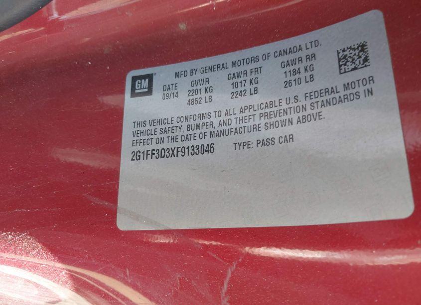 Photo 9 of 2015 Chevrolet Camaro 2LT (VIN 2G1FF3D3XF9133046)