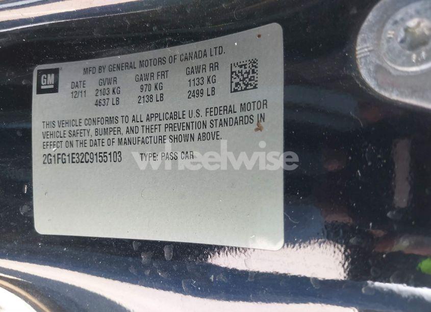 Photo 9 of 2012 Chevrolet Camaro 2LT (VIN 2G1FG1E32C9155103)