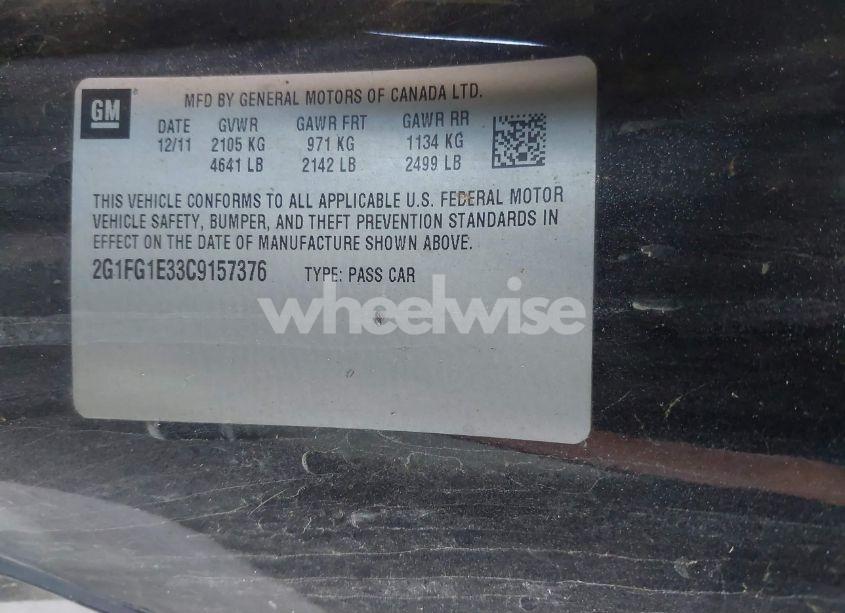 Photo 9 of 2012 Chevrolet Camaro 2LT (VIN 2G1FG1E33C9157376)