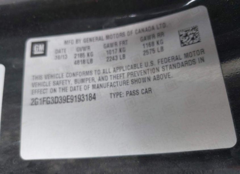 Photo 9 of 2014 Chevrolet Camaro 2LT (VIN 2G1FG3D39E9193184)