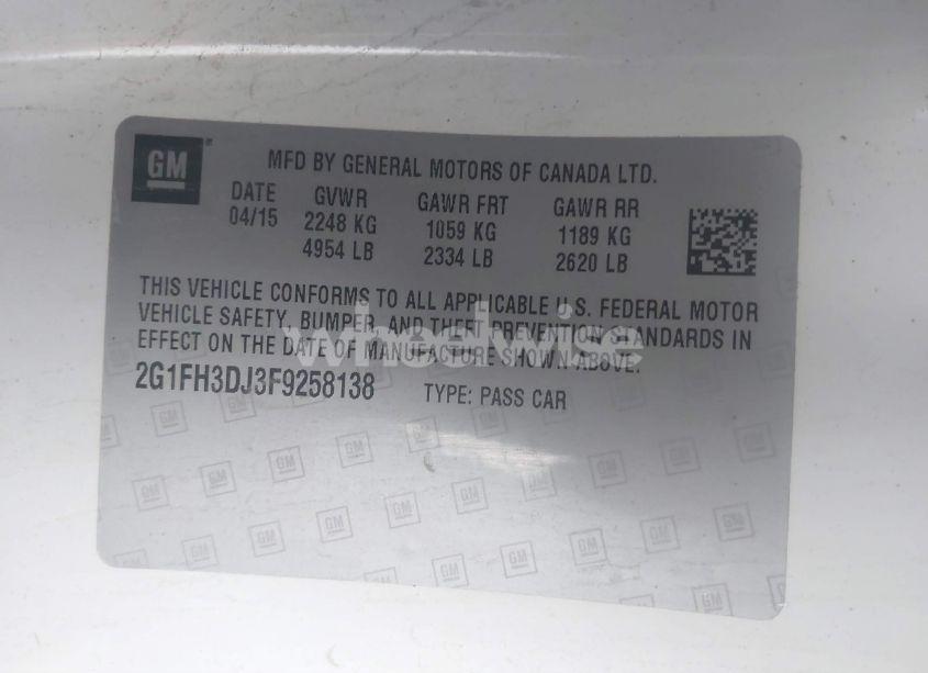 Photo 9 of 2015 Chevrolet Camaro 1SS (VIN 2G1FH3DJ3F9258138)