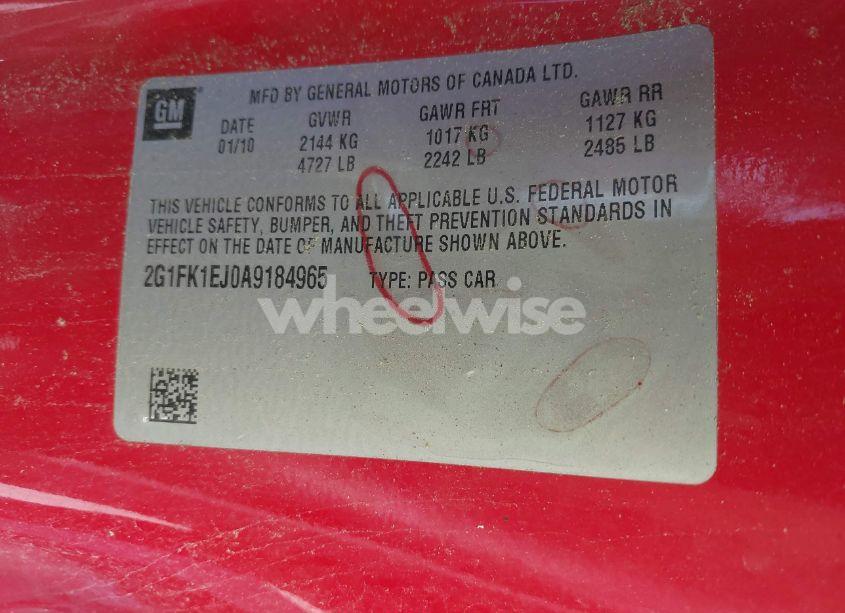 Photo 9 of 2010 Chevrolet Camaro 2SS (VIN 2G1FK1EJ0A9184965)