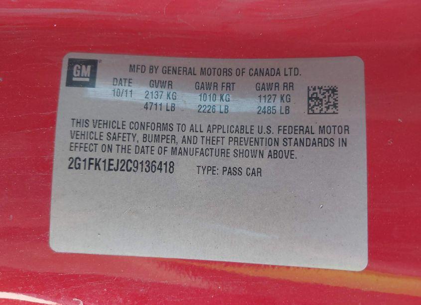 Photo 9 of 2012 Chevrolet Camaro 2SS (VIN 2G1FK1EJ2C9136418)