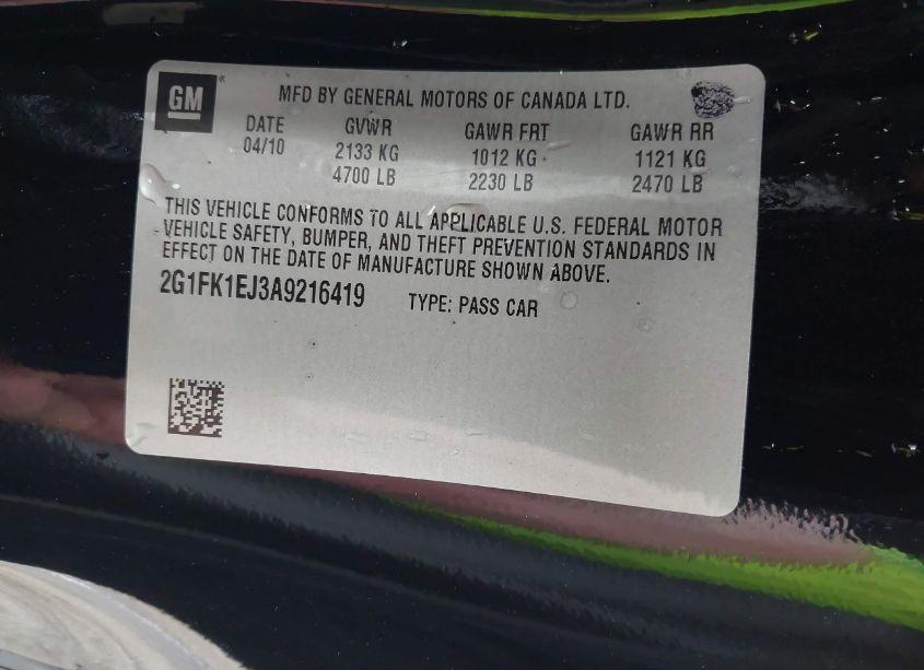 Photo 9 of 2010 Chevrolet Camaro 2SS (VIN 2G1FK1EJ3A9216419)