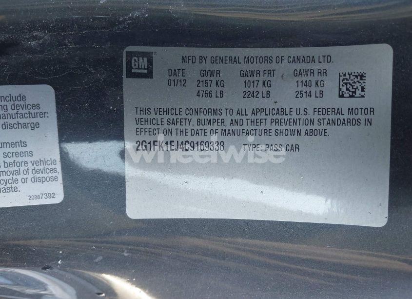 Photo 9 of 2012 Chevrolet Camaro 2SS (VIN 2G1FK1EJ4C9169338)