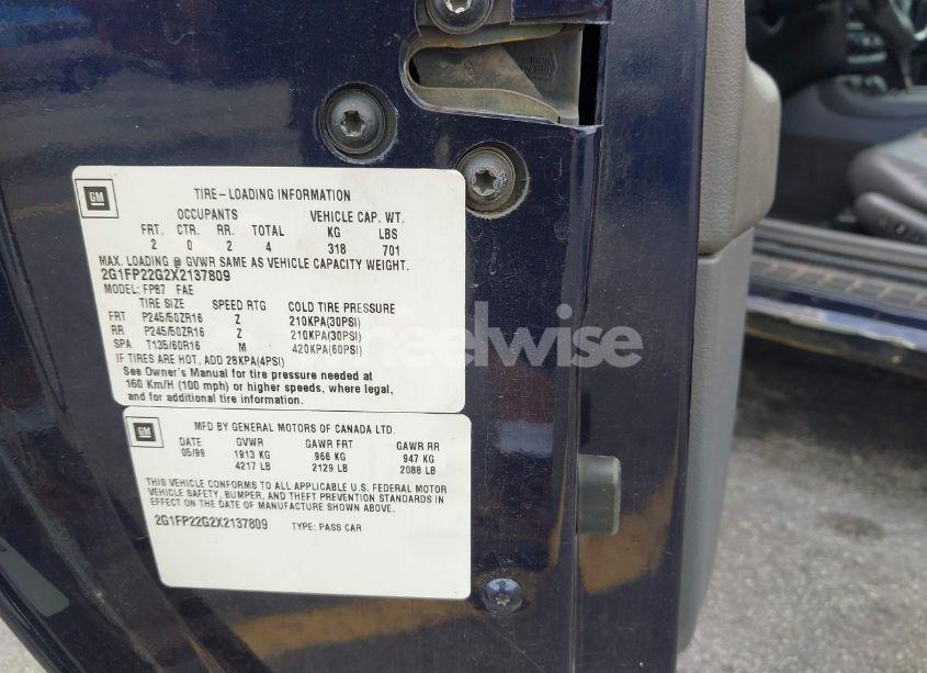 Photo 9 of 1999 Chevrolet Camaro Z28 (VIN 2G1FP22G2X2137809)