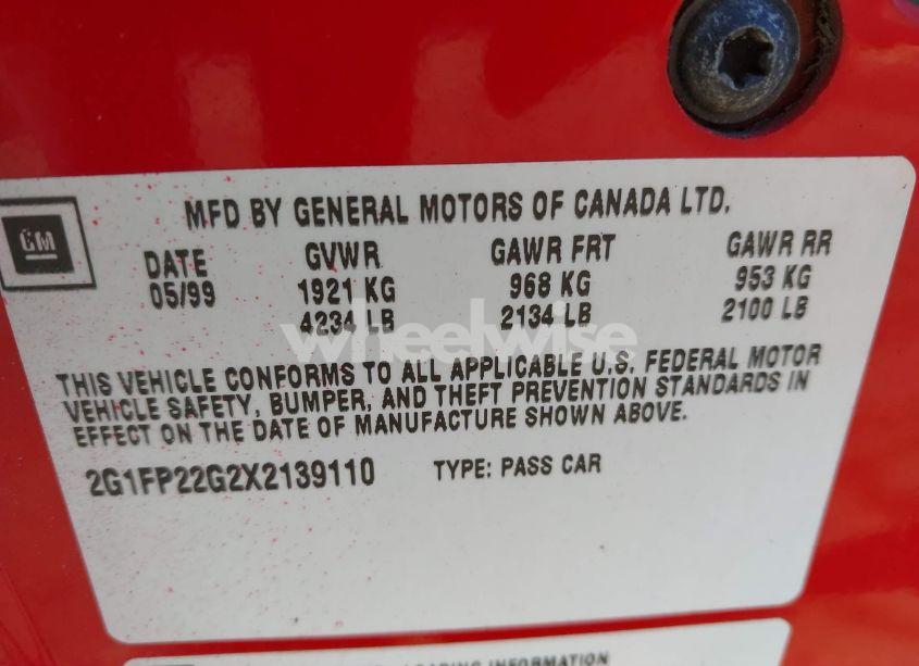 Photo 9 of 1999 Chevrolet Camaro Z28 (VIN 2G1FP22G2X2139110)