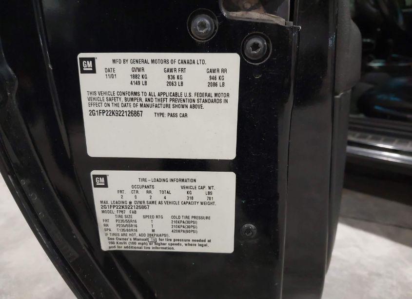 Photo 9 of 2000 Chevrolet Camaro Z28 (VIN 2G1FP22G6Y2159264)