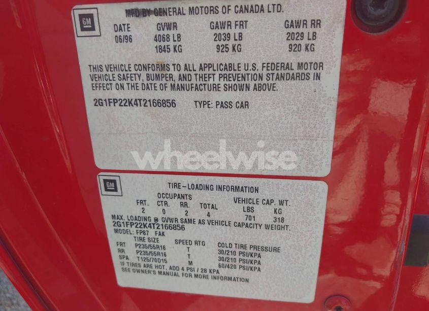 Photo 9 of 1996 Chevrolet Camaro RS (VIN 2G1FP22K4T2166856)