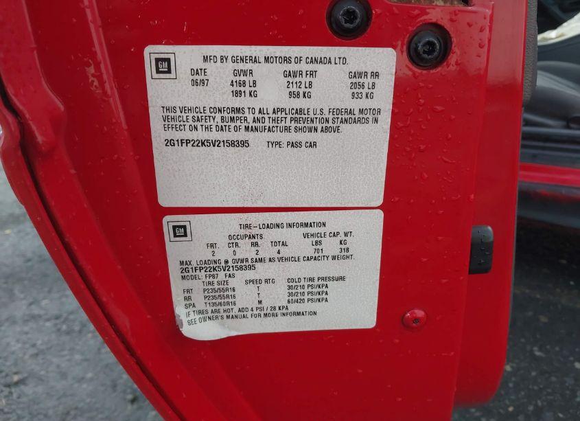 Photo 9 of 1997 Chevrolet Camaro RS (VIN 2G1FP22K5V2158395)