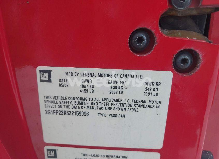 Photo 9 of 2002 Chevrolet Camaro (VIN 2G1FP22K622159096)