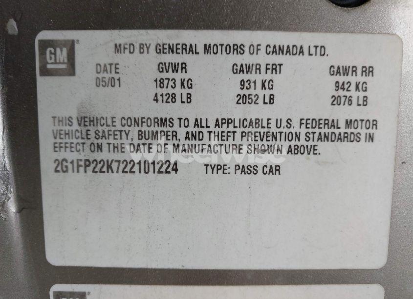 Photo 9 of 2002 Chevrolet Camaro (VIN 2G1FP22K722101224)