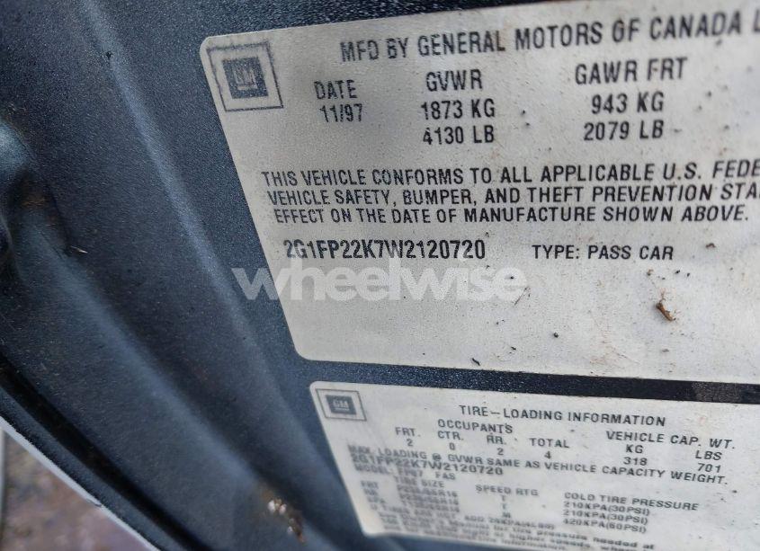 Photo 9 of 1998 Chevrolet Camaro (VIN 2G1FP22K7W2120720)