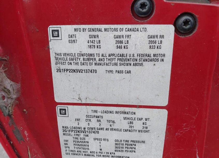 Photo 9 of 1997 Chevrolet Camaro RS (VIN 2G1FP22K9V2137470)