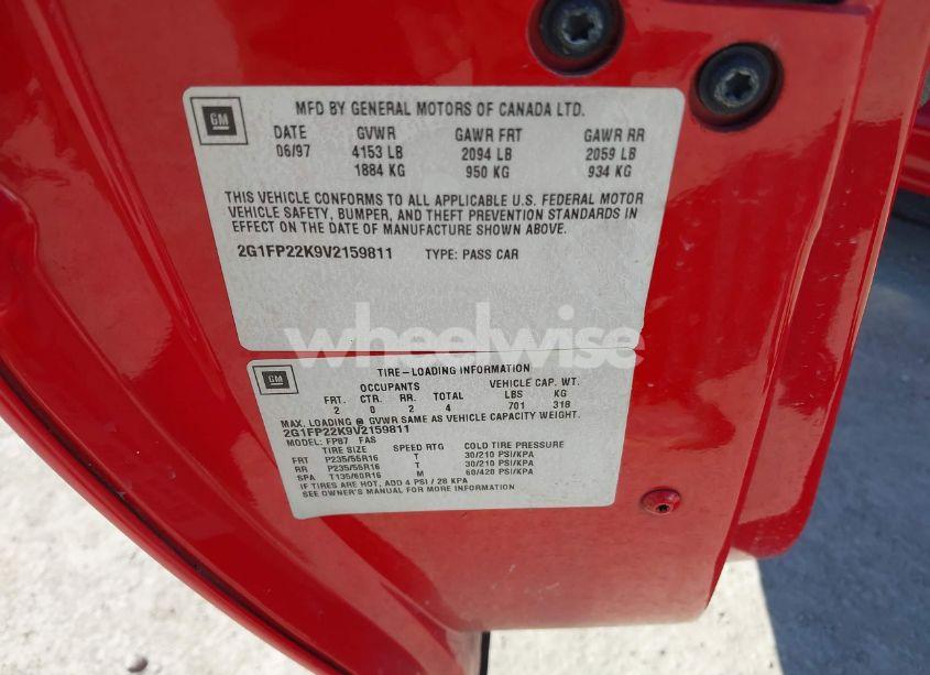 Photo 9 of 1997 Chevrolet Camaro RS (VIN 2G1FP22K9V2159811)