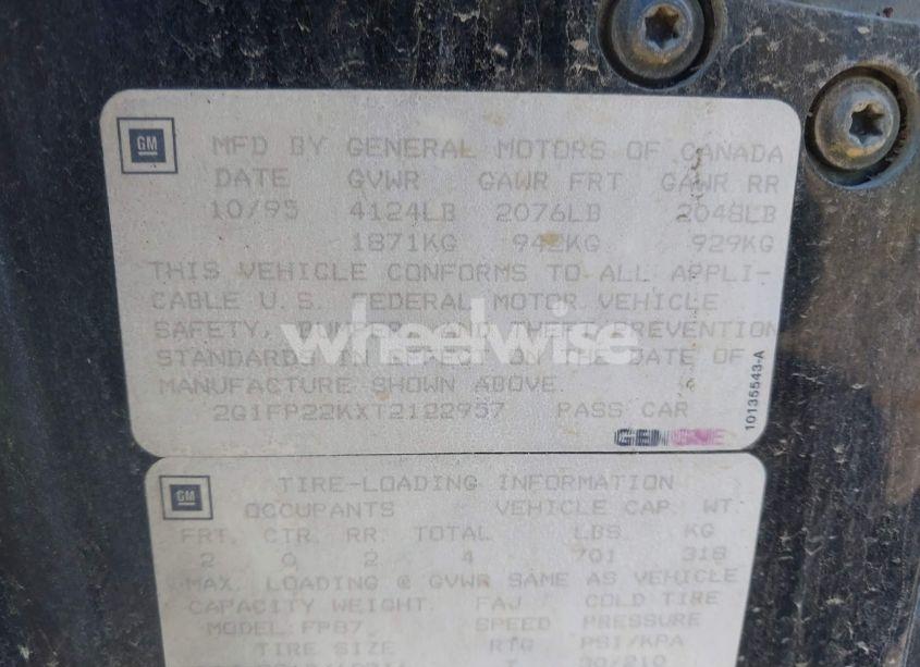 Photo 9 of 1996 Chevrolet Camaro RS (VIN 2G1FP22KXT2122957)