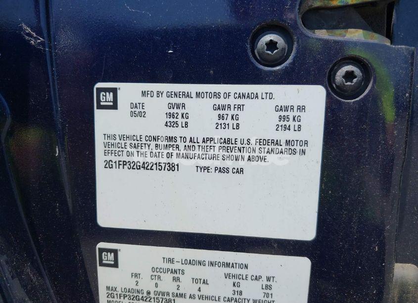 Photo 9 of 2002 Chevrolet Camaro Z28 (VIN 2G1FP32G422157381)