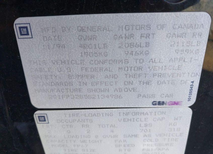 Photo 9 of 1995 Chevrolet Camaro (VIN 2G1FP32S5S2134986)