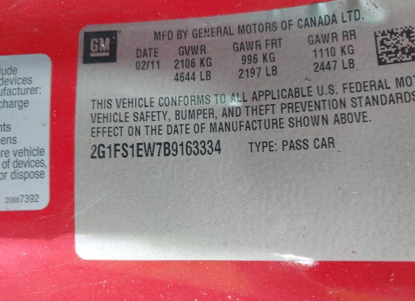 Photo 9 of 2011 Chevrolet Camaro 1SS (VIN 2G1FS1EW7B9163334)