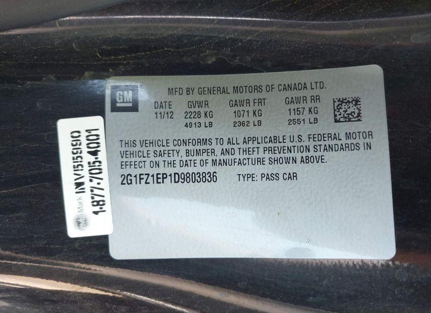 Photo 9 of 2013 Chevrolet Camaro ZL1 (VIN 2G1FZ1EP1D9803836)