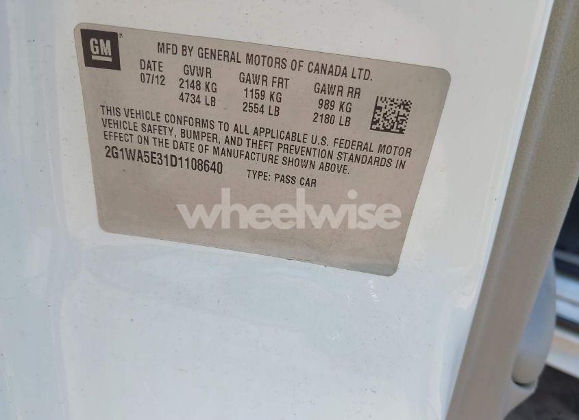 Photo 9 of 2013 Chevrolet Impala LS (VIN 2G1WA5E31D1108640)