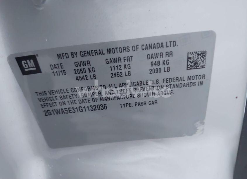 Photo 9 of 2016 Chevrolet Impala LIMITED LS (VIN 2G1WA5E31G1132036)