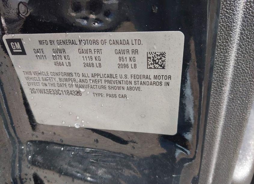 Photo 9 of 2012 Chevrolet Impala LS (VIN 2G1WA5E33C1184326)