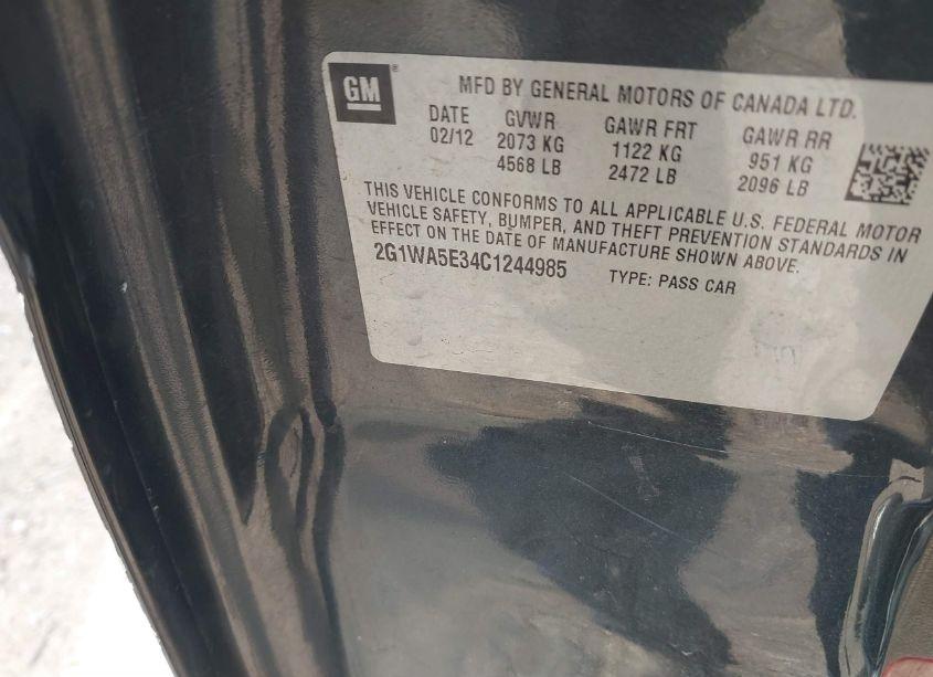 Photo 9 of 2012 Chevrolet Impala LS (VIN 2G1WA5E34C1244985)