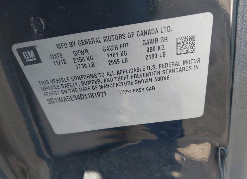 Photo 9 of 2013 Chevrolet Impala LS (VIN 2G1WA5E34D1181971)