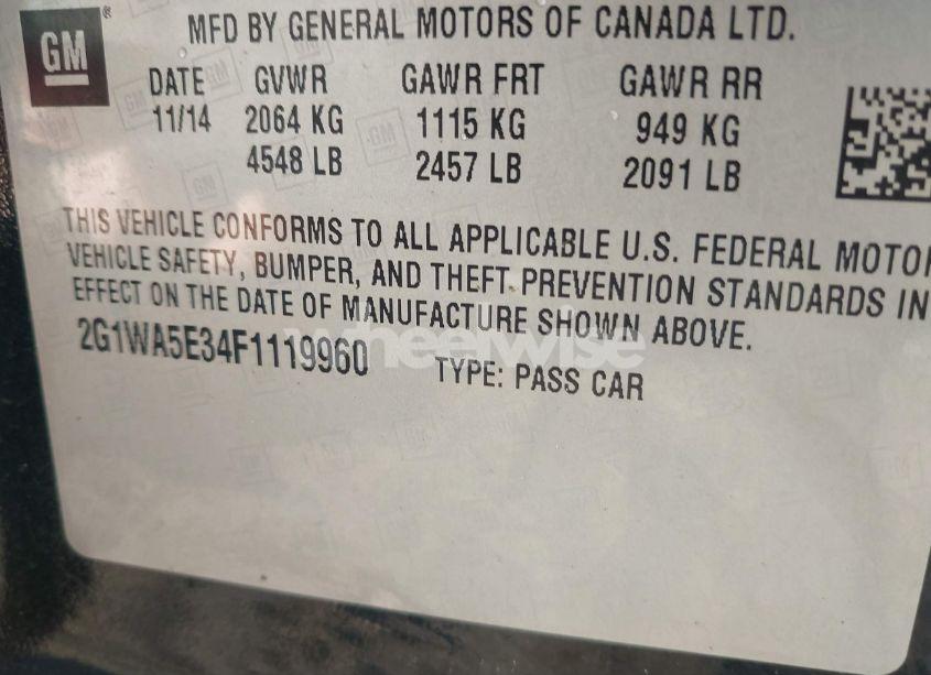 Photo 9 of 2015 Chevrolet Impala LIMITED LS (VIN 2G1WA5E34F1119960)